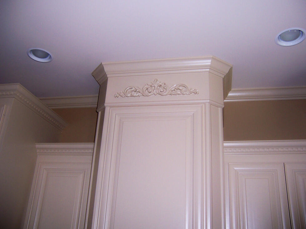Kitchen Cabinets, Crown Molding, Wood Onlay, Wood Applique